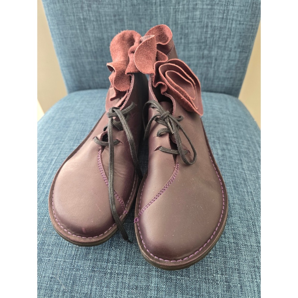 Loints‎ of Holland Purple Leather Flower Accent Lace Up Ankle Boots Size 37
